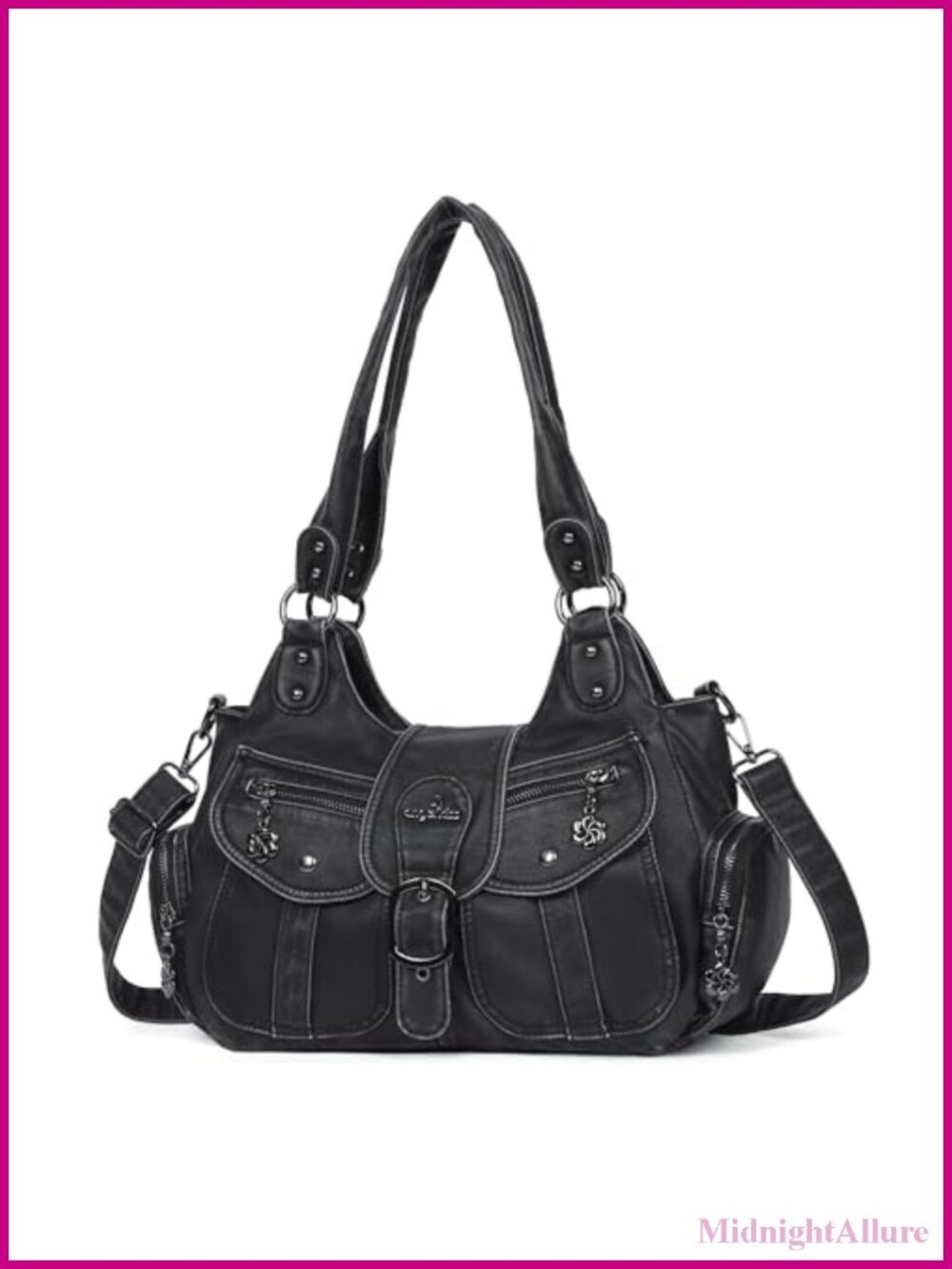 Vegan Leather Hobo Shoulder Bag Crossbody Strap Roomy Tote Purse